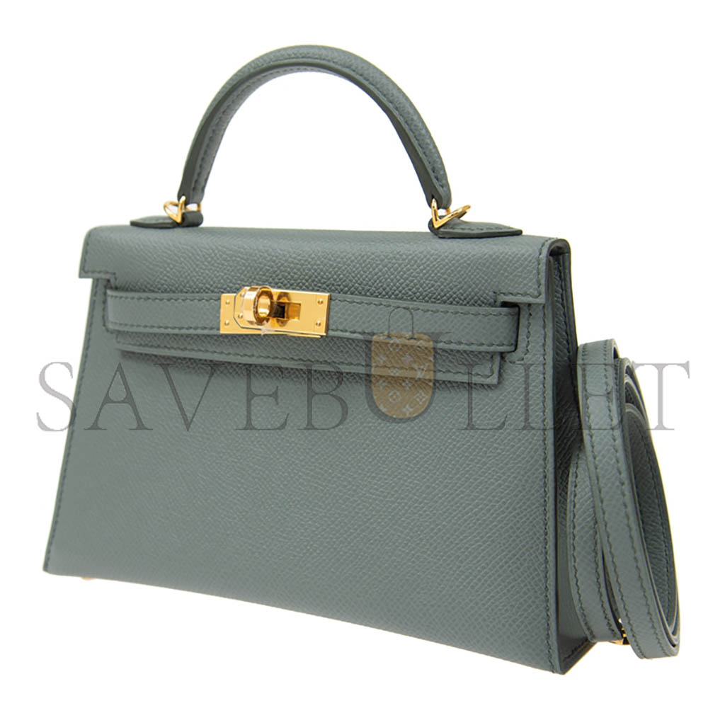 H**mes master mini kelly ii epsom almond green gold buckle (19*12*5.5cm)